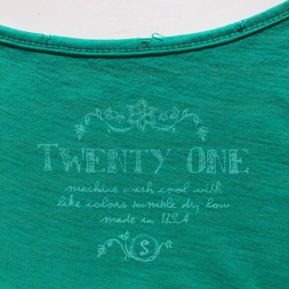 Forever 21 baby tee Y2K size S shamrock green short sleeve cotton distressed vtg - Picture 6 of 8